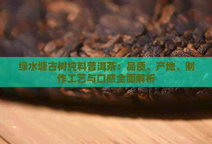 绿水塘古树纯料普洱茶：品质、产地、制作工艺与口感全面解析