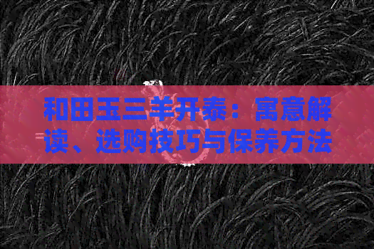 和田玉三羊开泰：寓意解读、选购技巧与保养方法全面指南