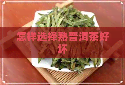 怎样选择熟普洱茶好坏