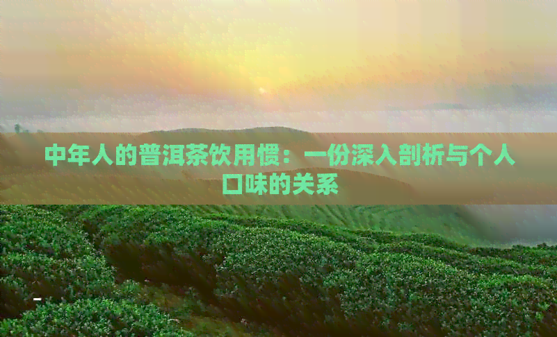 中年人的普洱茶饮用惯：一份深入剖析与个人口味的关系