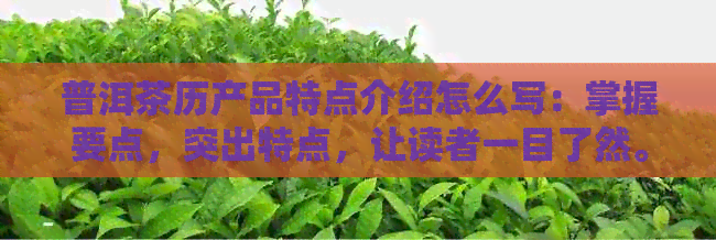 普洱茶历产品特点介绍怎么写：掌握要点，突出特点，让读者一目了然。