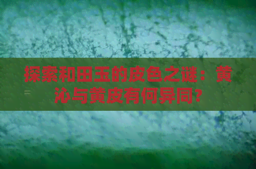 探索和田玉的皮色之谜：黄沁与黄皮有何异同？