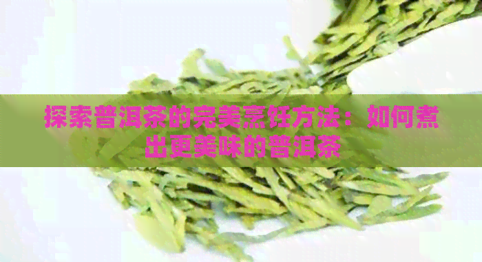 探索普洱茶的完美烹饪方法：如何煮出更美味的普洱茶