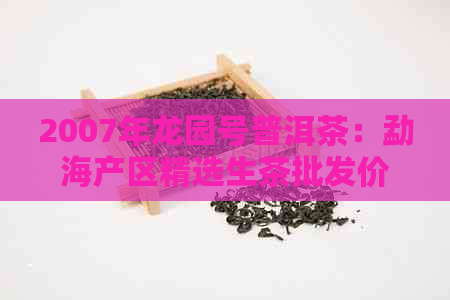 2007年龙园号普洱茶：勐海产区精选生茶批发价格分析