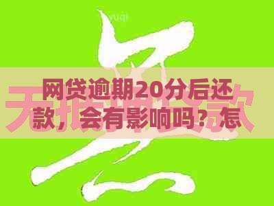 网贷逾期20分后还款，会有影响吗？怎么办？