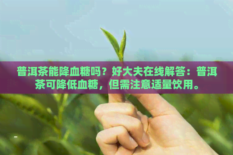 普洱茶能降血糖吗？好大夫在线解答：普洱茶可降低血糖，但需注意适量饮用。