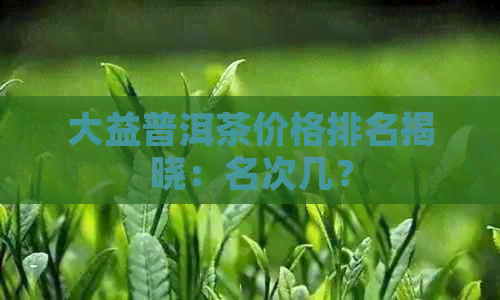 大益普洱茶价格排名揭晓：名次几？