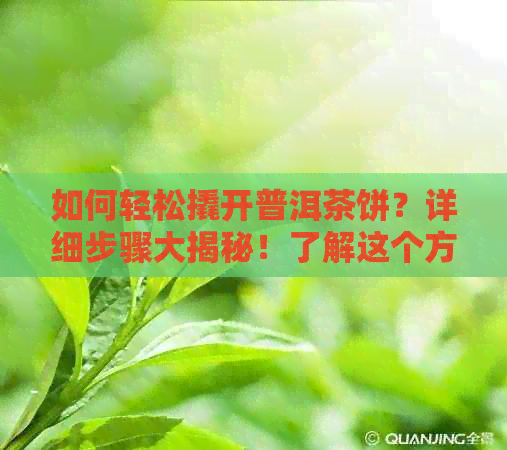 如何轻松撬开普洱茶饼？详细步骤大揭秘！了解这个方法，解决您的所有疑问