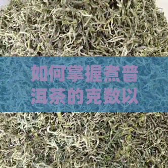 如何掌握煮普洱茶的克数以获得口感？解答新手常见问题