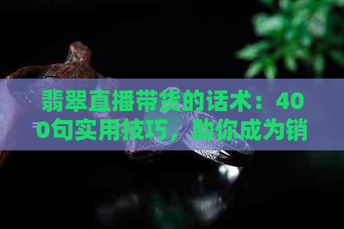 翡翠直播带货的话术：400句实用技巧，助你成为销售高手！