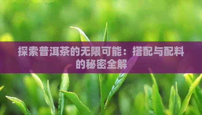 探索普洱茶的无限可能：搭配与配料的秘密全解