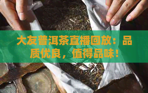 大友普洱茶直播回放：品质优良，值得品味！