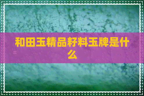 和田玉精品籽料玉牌是什么