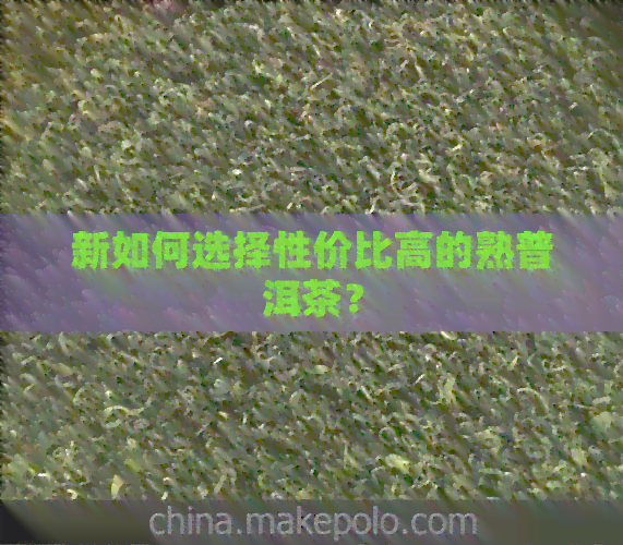 新如何选择性价比高的熟普洱茶？