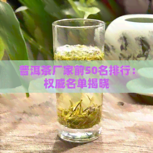 普洱茶厂家前50名排行：权威名单揭晓