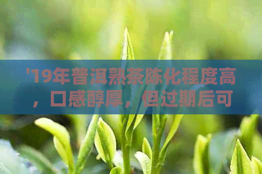 '19年普洱熟茶陈化程度高，口感醇厚，但过期后可能产生不良影响。'