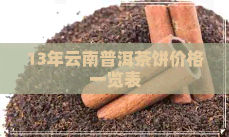 13年云南普洱茶饼价格一览表