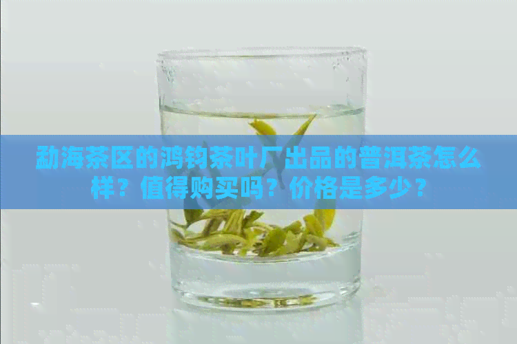 勐海茶区的鸿钧茶叶厂出品的普洱茶怎么样？值得购买吗？价格是多少？