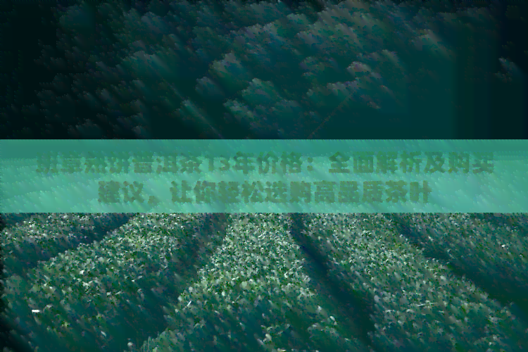 班章熟饼普洱茶13年价格：全面解析及购买建议，让你轻松选购高品质茶叶