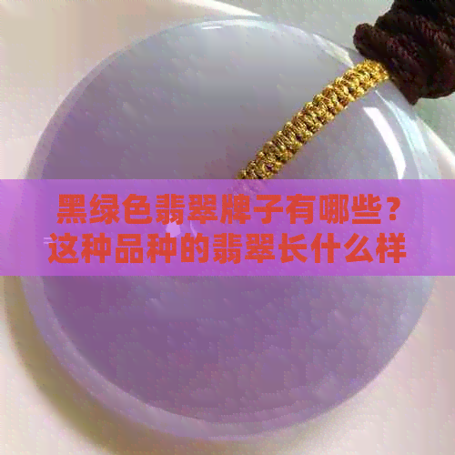 黑绿色翡翠牌子有哪些？这种品种的翡翠长什么样？