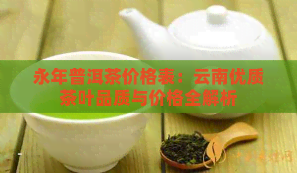 永年普洱茶价格表：云南优质茶叶品质与价格全解析