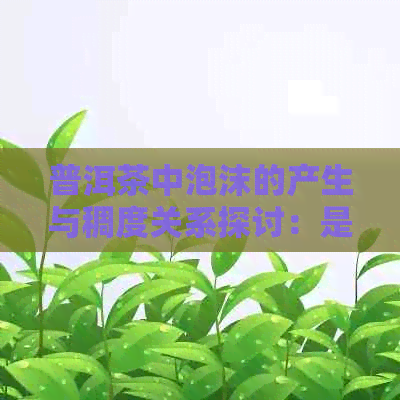 普洱茶中泡沫的产生与稠度关系探讨：是否浓稠度高导致泡沫现象？