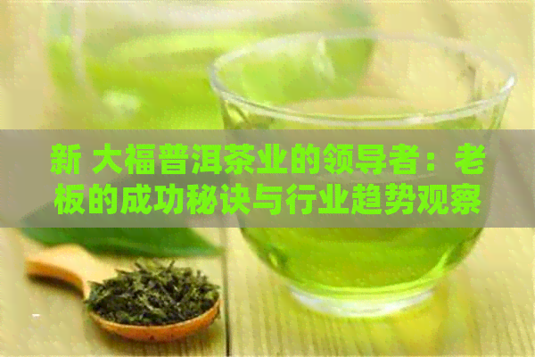 新 大福普洱茶业的领导者：老板的成功秘诀与行业趋势观察