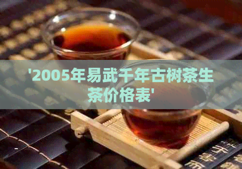 '2005年易武千年古树茶生茶价格表'