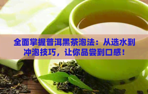 全面掌握普洱黑茶泡法：从选水到冲泡技巧，让你品尝到口感！