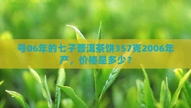 号06年的七子普洱茶饼357克2006年产，价格是多少？