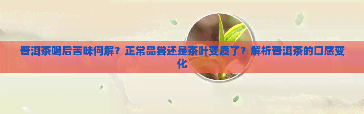 普洱茶喝后苦味何解？正常品尝还是茶叶变质了？解析普洱茶的口感变化