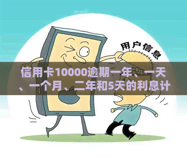 信用卡10000逾期一年、一天、一个月、二年和5天的利息计算