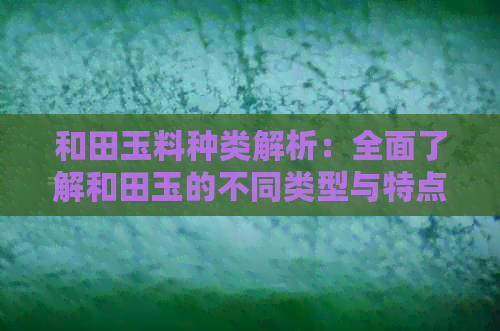 和田玉料种类解析：全面了解和田玉的不同类型与特点