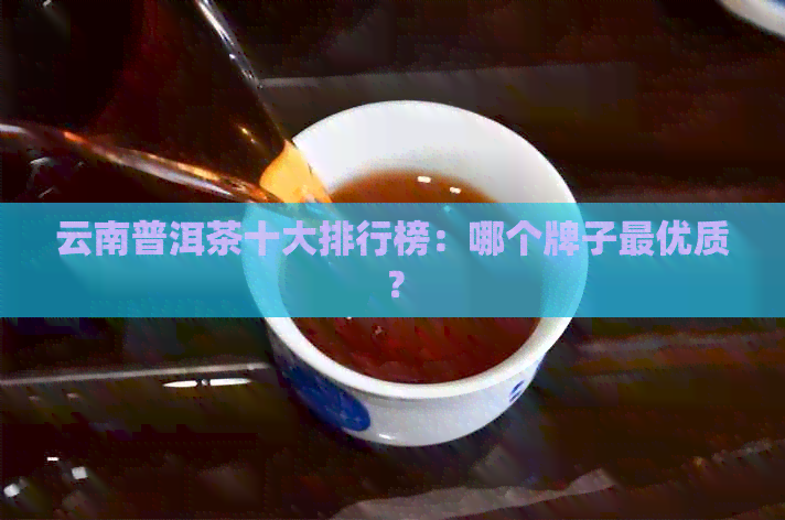 云南普洱茶十大排行榜：哪个牌子更优质？