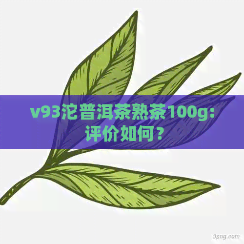 v93沱普洱茶熟茶100g: 评价如何？