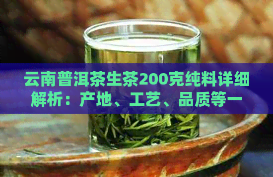 云南普洱茶生茶200克纯料详细解析：产地、工艺、品质等一网打尽！