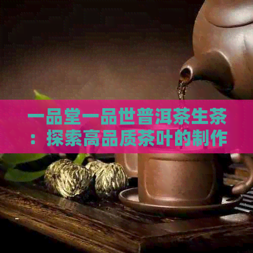 一品堂一品世普洱茶生茶：探索高品质茶叶的制作工艺与品饮体验