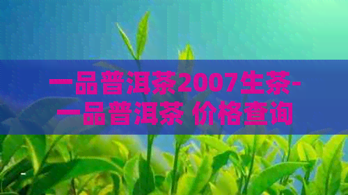 一品普洱茶2007生茶-一品普洱茶 价格查询