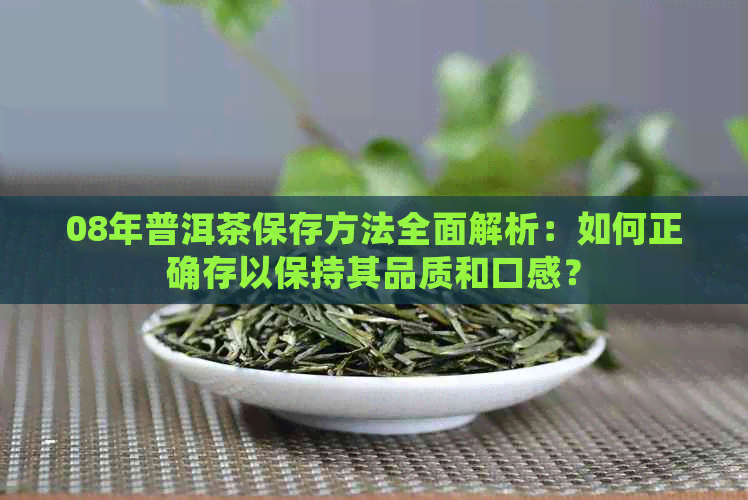 08年普洱茶保存方法全面解析：如何正确存以保持其品质和口感？