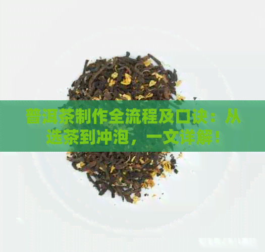 普洱茶制作全流程及口诀：从选茶到冲泡，一文详解！