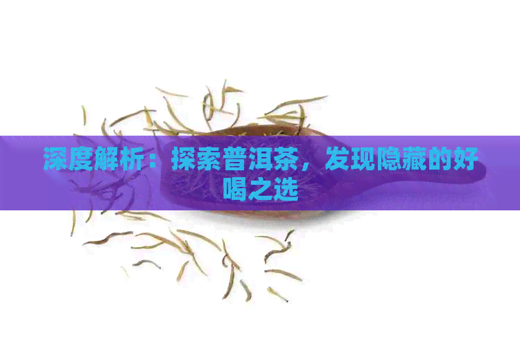 深度解析：探索普洱茶，发现隐藏的好喝之选