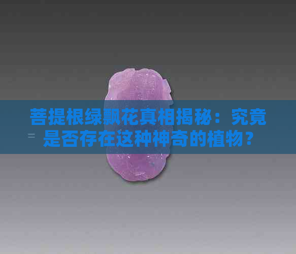 菩提根绿飘花真相揭秘：究竟是否存在这种神奇的植物？