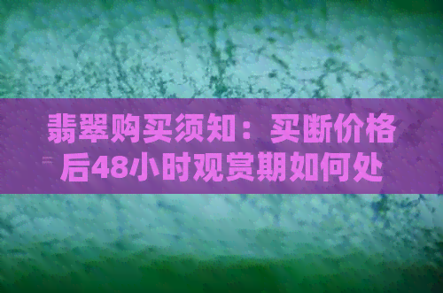 翡翠购买须知：买断价格后48小时观赏期如何处理？退货换货政策详解