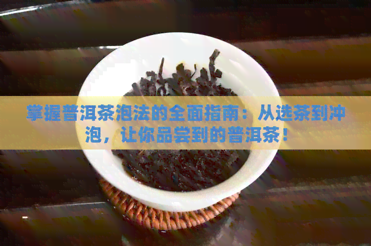 掌握普洱茶泡法的全面指南：从选茶到冲泡，让你品尝到的普洱茶！