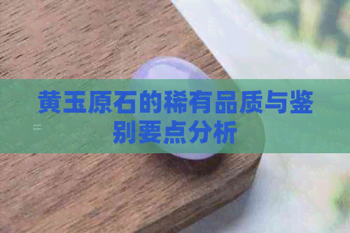 黄玉原石的稀有品质与鉴别要点分析