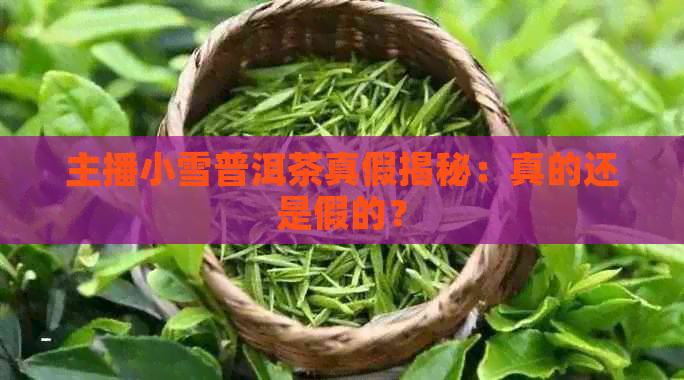 主播小雪普洱茶真假揭秘：真的还是假的？