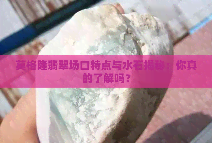 莫格隆翡翠场口特点与水石揭秘：你真的了解吗？