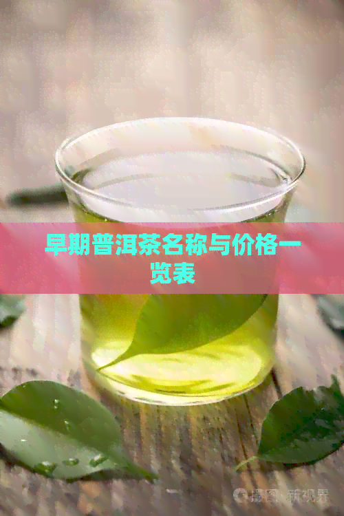 早期普洱茶名称与价格一览表