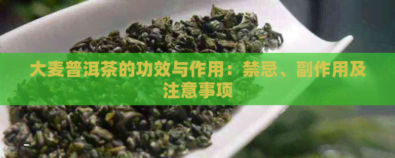 大麦普洱茶的功效与作用：禁忌、副作用及注意事项