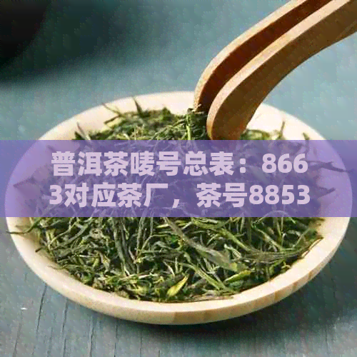 普洱茶唛号总表：8663对应茶厂，茶号8853,1到9尾数